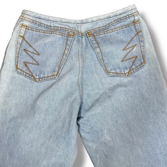 Vintage 90s Jeans 26x33 Straight Leg Floral Embroidery Corduroy Handmade Brazil - Picture 7 of 11